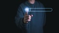 The concept of searching for information from the internet network. show with the finger pointing to search bar. website, browser