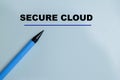 Concept of secure cloud write on book isolated on Wooden Table. For cloud computing safety, encryption and online data protection Royalty Free Stock Photo
