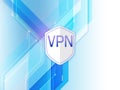 Concept of secure network connection. Acronym VPN on color background, illustration Royalty Free Stock Photo