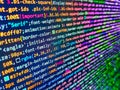 Concept of security, programming and hacking, deep decryption and encryption. Computer science lesson. Programmer working in Royalty Free Stock Photo