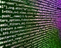 Concept of security, programming and hacking, deep decryption and encryption. SEO concepts for better SERP. Binary computer code Royalty Free Stock Photo