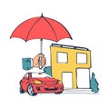 Concept security of property.Insurance home, car, money