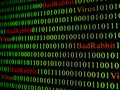 Concept of security and virus and Bad Rabbit Ransomware. Red text of Bad Rabbit and green binary code