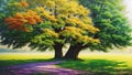 Serene Harmony A Captivating Digital Painting of a Peaceful Tree.AI Generated Royalty Free Stock Photo