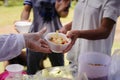 Concept serving free food to the poor : Free food, Using leftovers to feed the hungry : Food concept of hope : Food donation in
