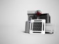 Concept set of equipment for heating and cooling of premises 3d render on gray background with shadow Royalty Free Stock Photo
