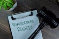 Concept of Shareholders Rights write on a paperwork isolated on Wooden Table