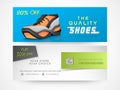 Concept of shoe sale header or banner.