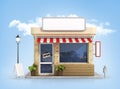 Concept of shop. Store with copy space board on the sky backgrou Royalty Free Stock Photo