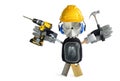Concept shot of a craftsman made of tools and protective gear Royalty Free Stock Photo