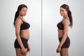 Before And After Concept Showing Fat To Slim Woman