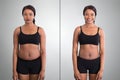 Before And After Concept Showing Fat To Slim Woman