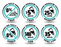 Concept sign set of round icons Salt Free meal, Sodium Free food, No Salt Added product, Very Low Sodium level diet for packaging
