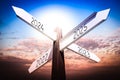 2022, 2023, 2024, 2025 concept - signpost with four arrows Royalty Free Stock Photo