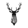 Concept silhouette of deer head with text inside