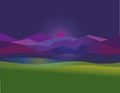 concept simple night mountain sunset landscape vector illustration for web and print design