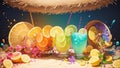 Sip of Sunshine Celebrating National Lemonade Day with an Illustrated Straw.AI Generated