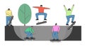 Concept Of Skateboard Riding. Bundle of Teenagers Skateboarders Are Riding Skateboard. Skateboarding People