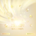 Concept Skincare Cosmetic. Regenerate cream and Vitamin Background. Sepia banner with a DNA molecule of polygons.