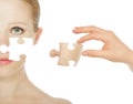 Concept skincare with puzzles. Royalty Free Stock Photo