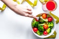 Concept slimming diet fresh vegetables on white background top view Royalty Free Stock Photo