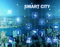 Concept of smart city and internet of things Royalty Free Stock Photo