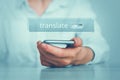 Concept of a smartphone program for translating texts Royalty Free Stock Photo