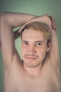 guy large portrait in hairy armpits Royalty Free Stock Photo
