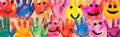 concept smile paint fun child hand artist colorful finger art. Generative AI.