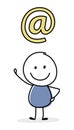 Concept of smiley stickman with email address icon. Vector Royalty Free Stock Photo