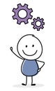 Concept of smiley stickman with gear - business process icon. Vector