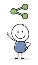 Concept of smiley stickman with share - social media icon. Vector Royalty Free Stock Photo