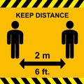 Keep distancing sign. Vector illustration in flat design.