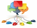 Concept of social network. Forum or chat bubble speech.