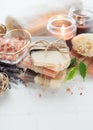 Concept of spa with natural organic handmade soap Royalty Free Stock Photo