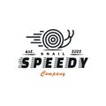 Spiral line art logo design speedy snail. The inspiration for the brand logo innovates the snail going fast Royalty Free Stock Photo