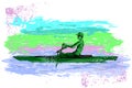 Concept of sportsman Rowing Canoe or Kayak