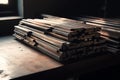 A stack of metal bars sitting on top of a table. Generative AI