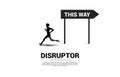 Silhouette businessman running opposite way with direction signage.