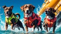 Stay Safe and Stylish Exciting Dog Life Jacket for National Dog Day.AI Generated Royalty Free Stock Photo