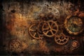 Steampunk grunge background, steam punk elements on dirty back. Generative AI Royalty Free Stock Photo