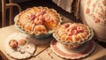 Stitched Sweetness Celebrating National Peach Pie Day in Thread and Fabric.AI Generated