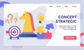 Concept strategic chess horse campaign for web website home homepage landing page template banner with modern flat style