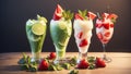 Strawberry Lime Daiquiri with Crushed Ice.AI Generated