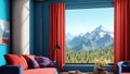 Stylish Loft Living Room Interior Design. Generative AI