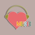 Concept of stylish text with heart and headphone.