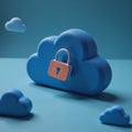 Stylized cloud icon featuring a secure lock symbol for abstract representation of data protection in cloud security services Royalty Free Stock Photo