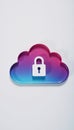 Stylized cloud icon featuring a secure lock symbol for abstract representation of data protection in cloud security services Royalty Free Stock Photo
