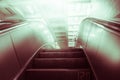 Concept of success in business, moving up the career path. Underground Escalator Conveor in Subway Royalty Free Stock Photo