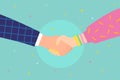 Concept of success deal, happy partnership, greeting shake, casual handshaking agreement. Shaking hands. Royalty Free Stock Photo